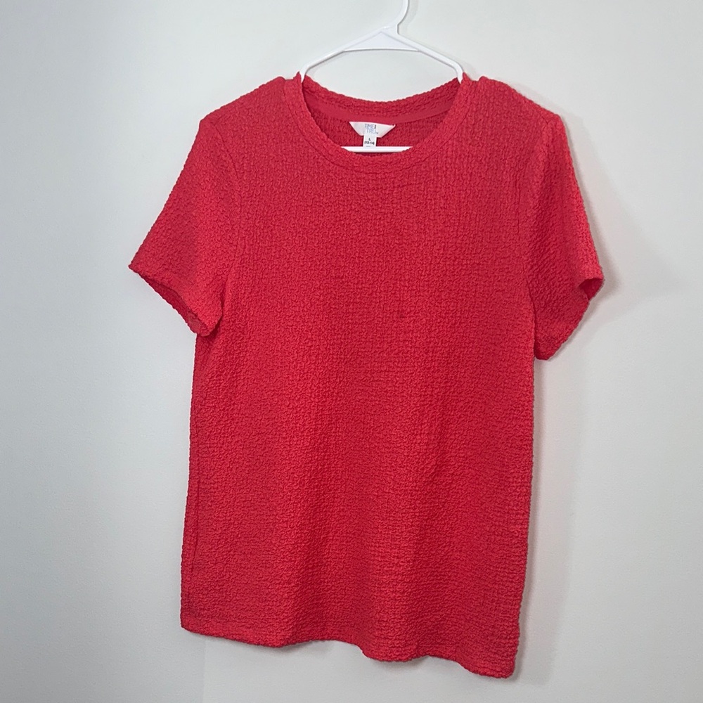 Time and Tru Red Short Sleeve Textured Tee